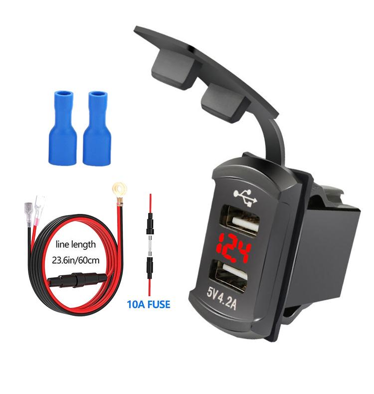 12/24 В двойной USB QC3.0 автомобильное зарядное устройство 4.2A дисплей напряжения с проводкой водонепроницаемые порты автомобильное зарядное устройство для телефона адаптер для iPhone Xiaomi