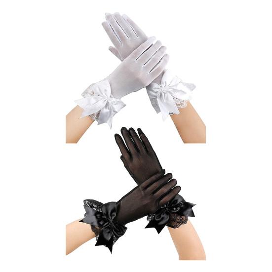 1 пара перчаток для свадебного платья, декор с бантом, сетчатые кружевные манжеты, перчатки для выступлений, аксессуары для свадебной вечеринки