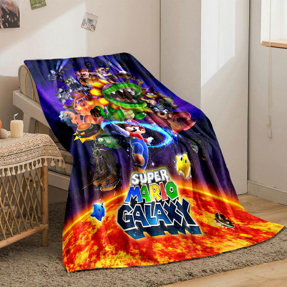 Colorful characters and elements from **Super Mario Galaxy** in space. for all seasons blanket lunch break throw gift