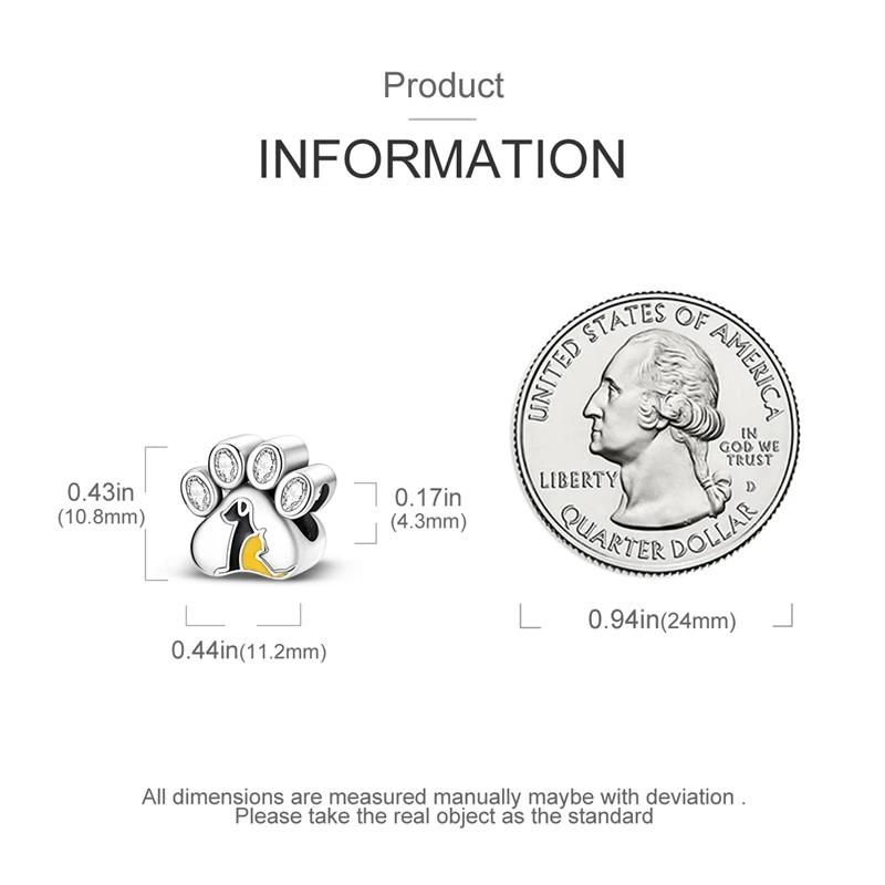Шармы Coppercute Отпечаток лапы питомца Кошка Собака Бусины Подходят для браслета-шарма Plataoriginal Бусины Женские Изготовление ювелирных изделий Сделай сам