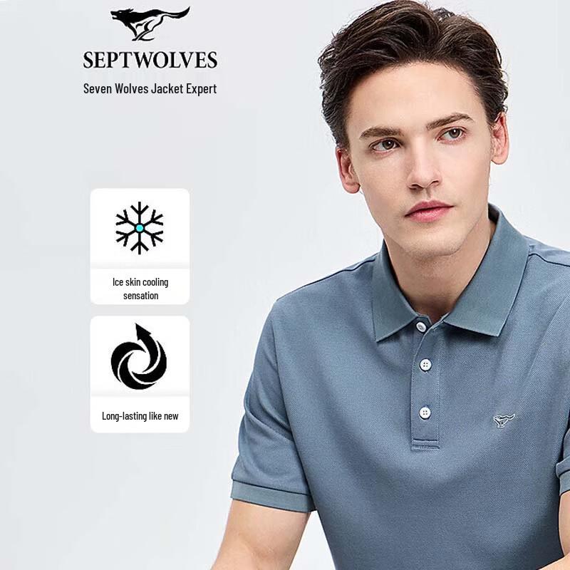 SEPTWOLVES Мужская футболка-поло с коротким рукавом из высококачественного хлопка