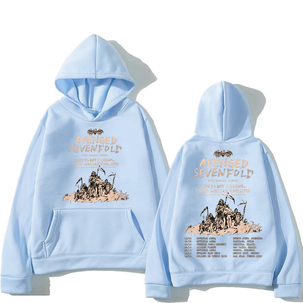 Худи Avenged Sevenfold Тур по Латинской Америке 2025 Толстовки Хип-хоп Новинка Одежда Женская/Мужская Свободный Пуловер