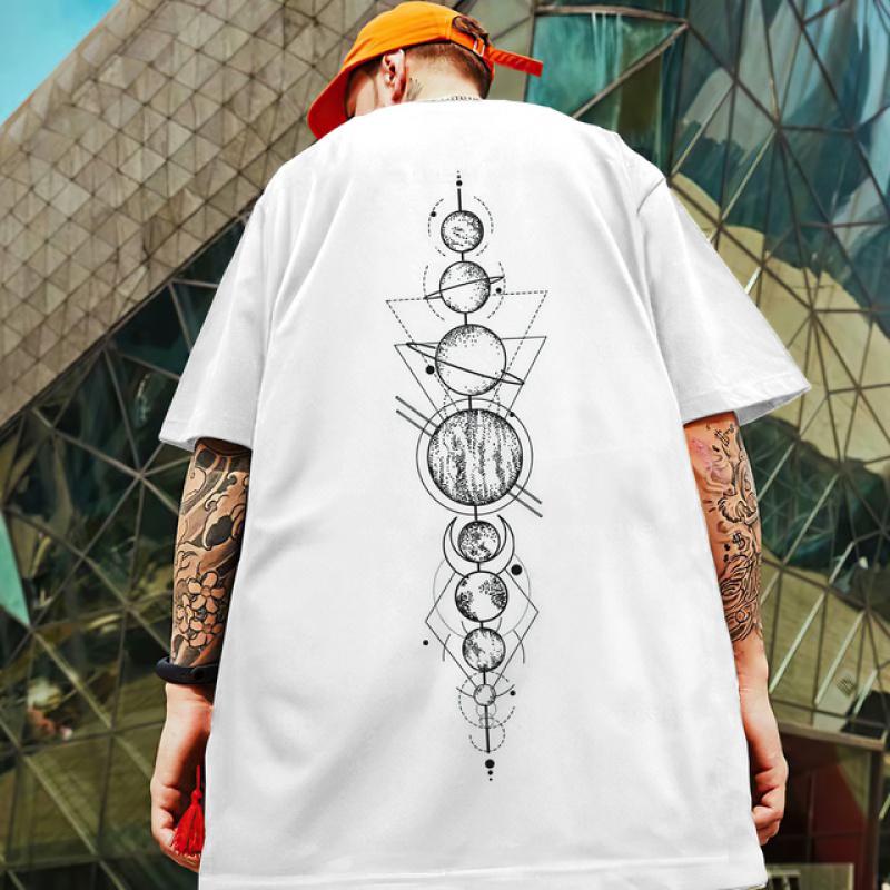 2024 New Summer Men's T-Shirt 3d Compass Printed Short Sleeve Tees Simple Fashion Male Clothing Loose Oversized T-Shirt For Men