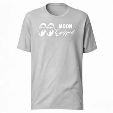 2026 Moon Equipped Logo Print TShirt Unisex Black Short Sleeve Tee Classic White Double Moon Graphic Front Print Hot Rod Racing