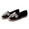Pearl Beading Espadrilles Shoes Woman 42 43 Big Size Straw Flats Crystal Flower Loafers Women Fisherman Creepers Moccasins
