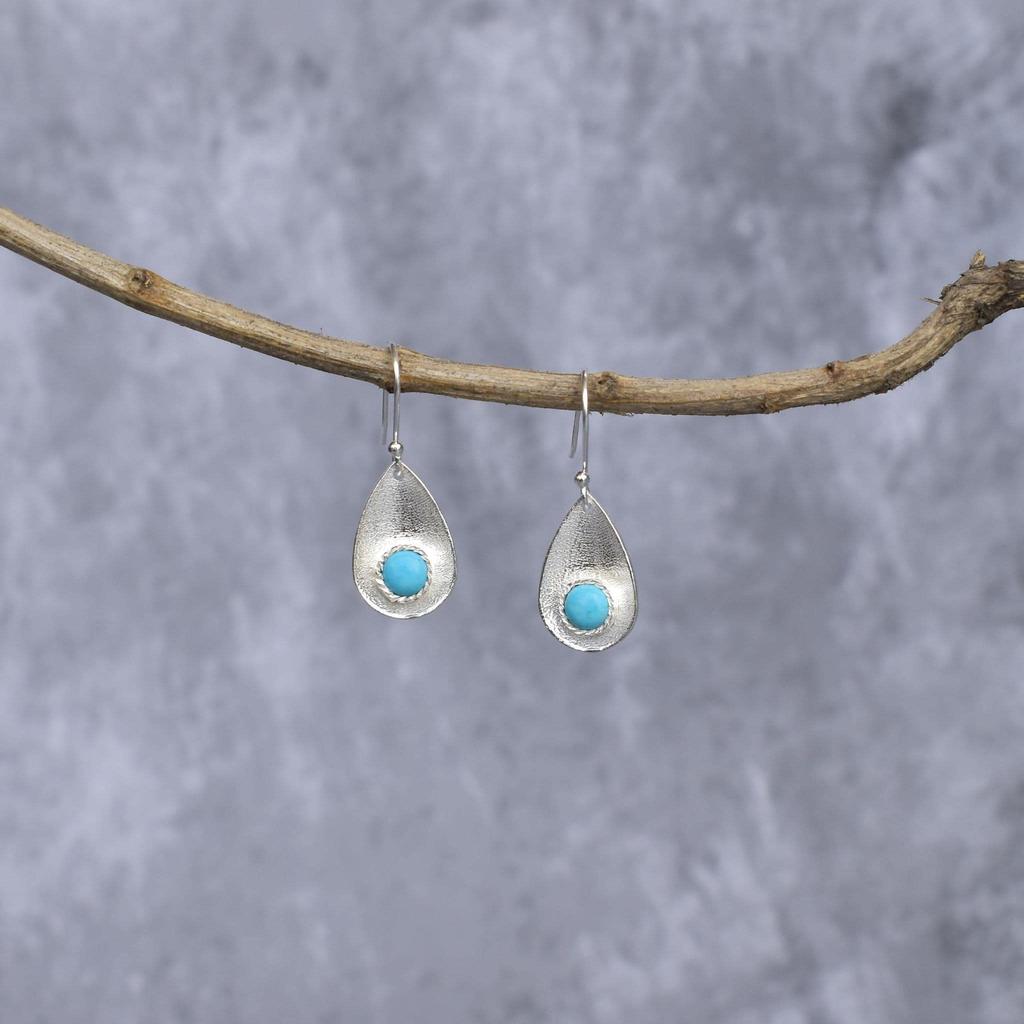 Natural Turquoise earrings Turquoise handmade earrings Sterling silver gemstone earrings for women Unique fashion earrings gifts for her