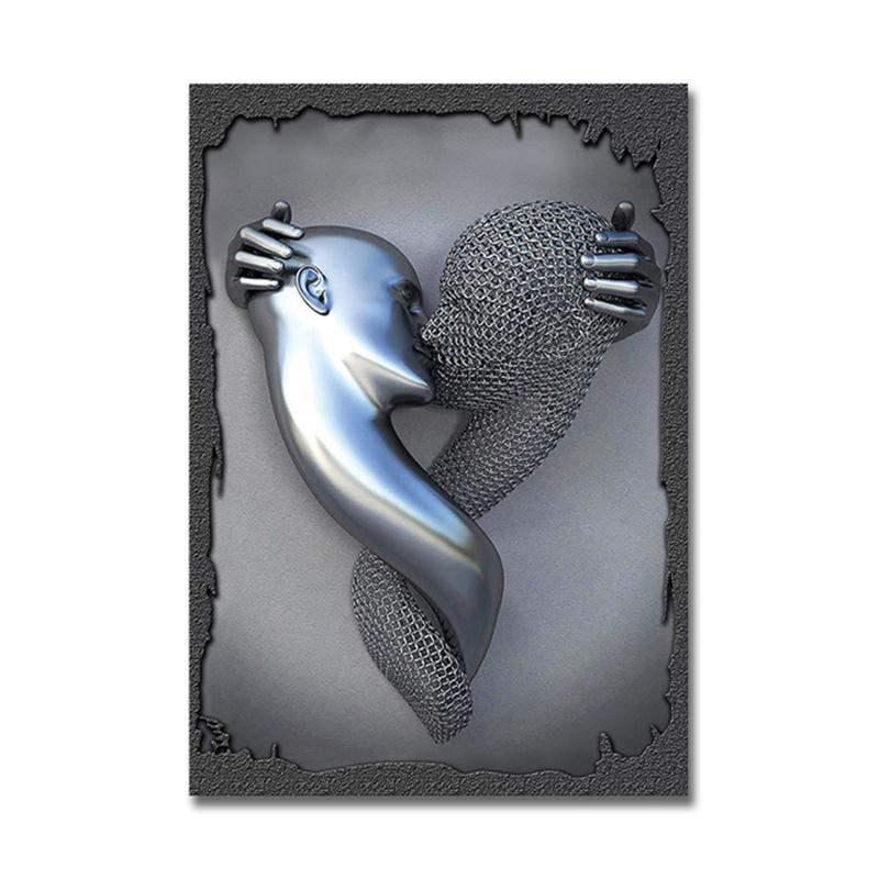 3D визуальные золотые, серебряные настенные художественные картины из металла, современные скандинавские персонализированные холсты, интерьерные картины, принты, домашний декор