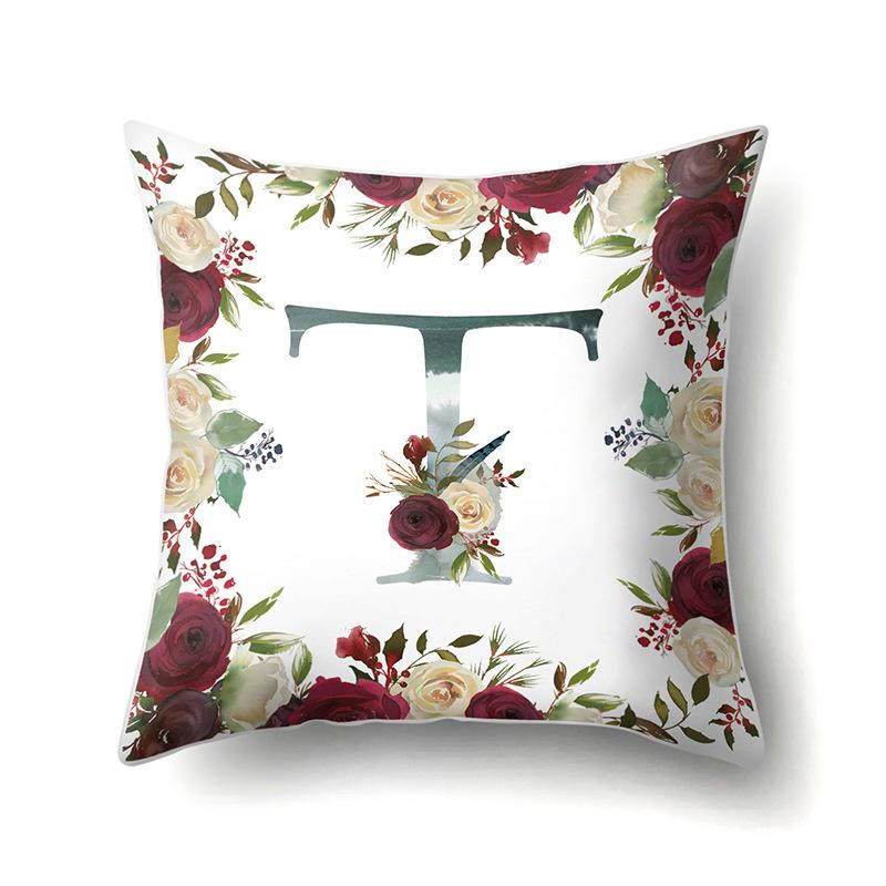 Полиэстеровая наволочка Американский Ретро Цветок Растение 26 Английских Букв Наволочка для Подушки Автомобильная Наволочка