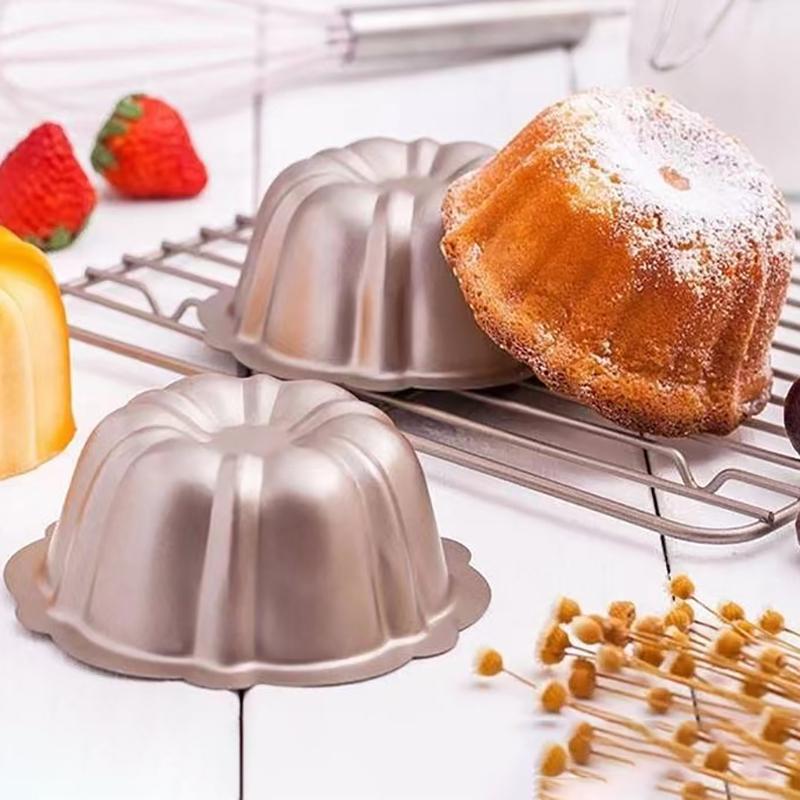 1Pcs 4Inch Mini Cake Pan Nonstick Fluted Baking Mold Carbon Steel Flower Shape Tube Pan For Brownie Cupcake Pudding Muffin