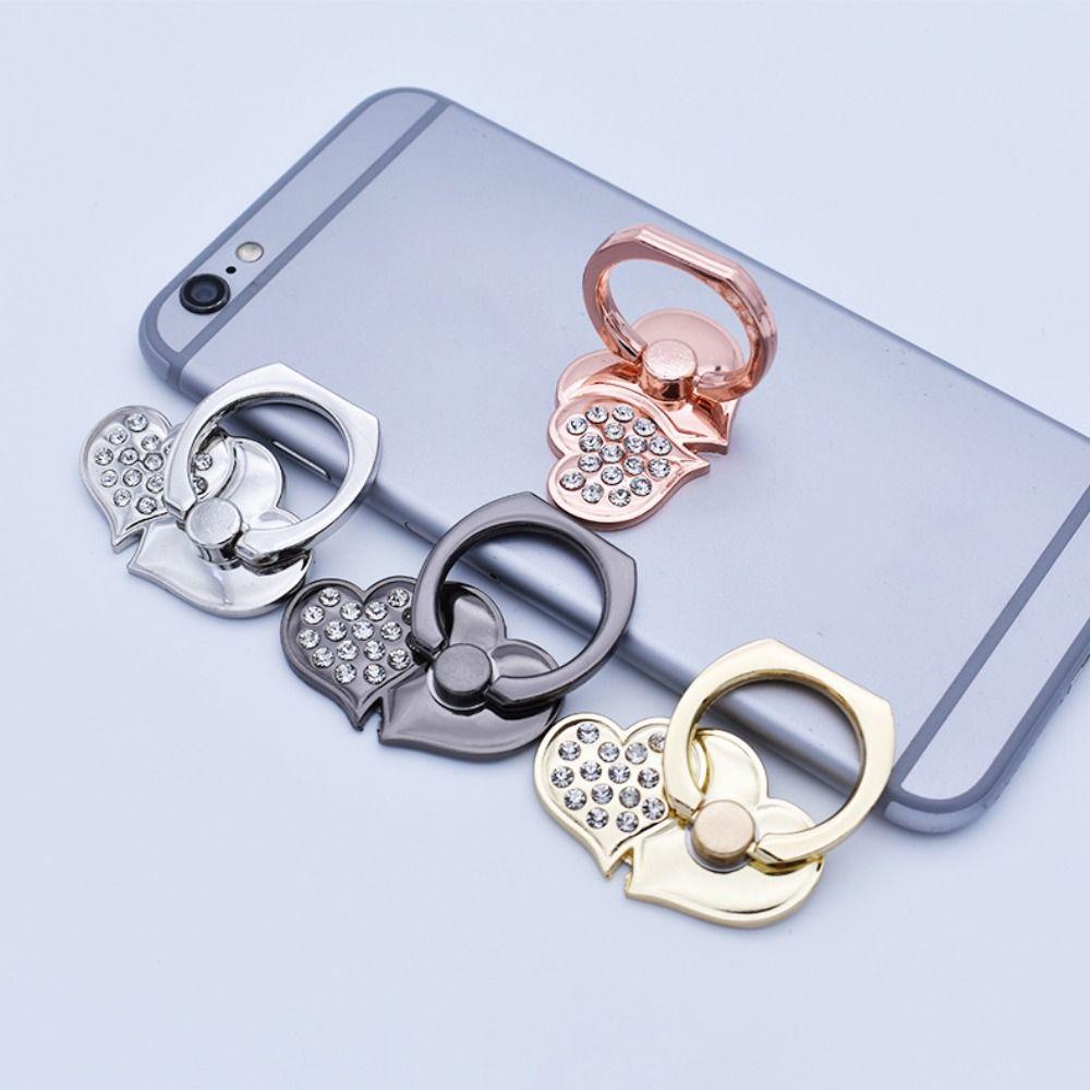 Universal Finger Ring Buckle Heart-shaped Diamond High Quality Back Sticker Phone Holder