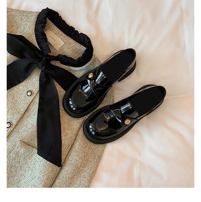 Версия из овчины~ супер мягкие кожаные лоферы на платформе женские с маленькой золотой пряжкой на толстом каблуке туфли одинарные черные британские ленивые маленькие кожаные туфли