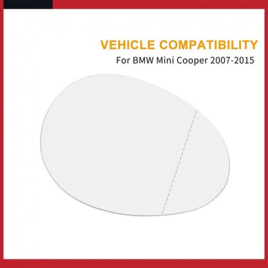 Pack of 1 for BMW Mini Cooper 2007-2015 Right Side RH Mirror Glass W/ Adhesive