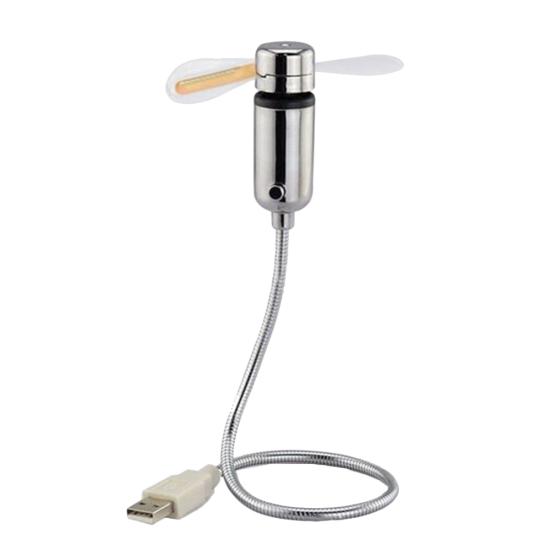 Creative Mini USB Powered LED Clock Real Time Display Summer Cooling Neon Fan