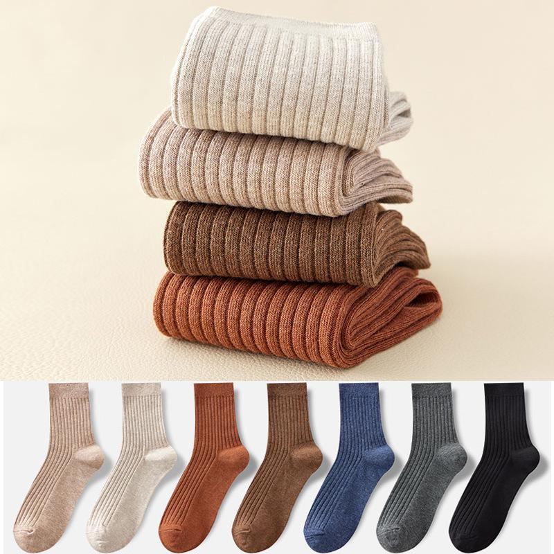 Мужские носки средней длины из хлопка, весна и лето, однотонные черные, деловой стиль, всесезонная одежда