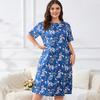Модная ночная рубашка с цветочным принтом, женская ночная рубашка с короткими рукавами, ночные рубашки больших размеров, милая повседневная одежда для сна, ночная рубашка
