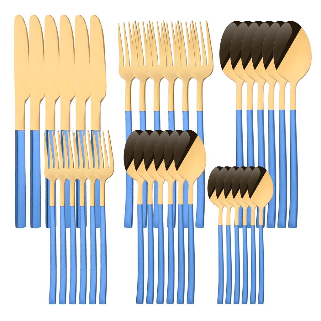 36 шт./6 компл., набор столовых приборов мятного золота, зеркало, столовые приборы из нержавеющей стали, нож, десертная вилка, чайная ложка, столовая посуда, кухонная посуда для ресторана