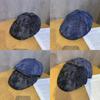 For Beret Vintage Women With Water Wash Denim And Short Brim For Wear Daily