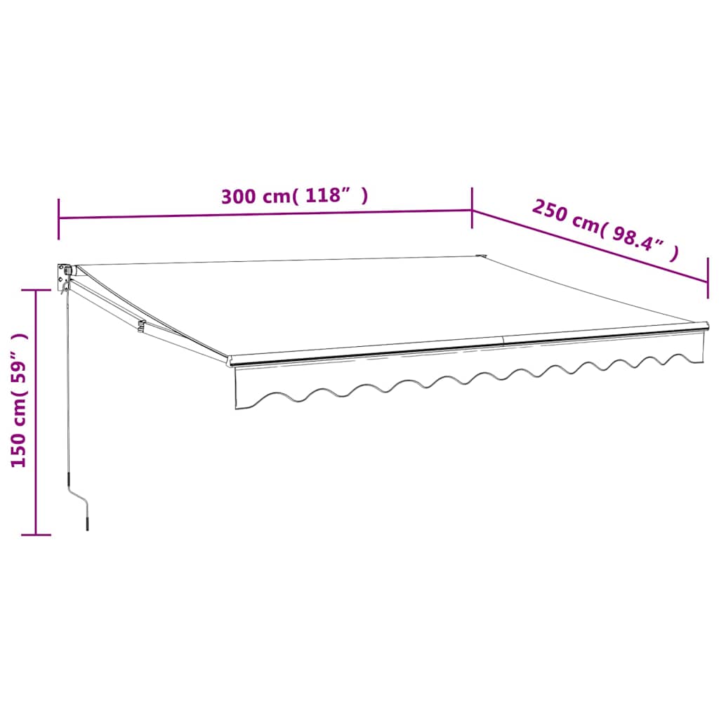 Retractable Awning Anthracite 3x2.5 m Fabric and Aluminum