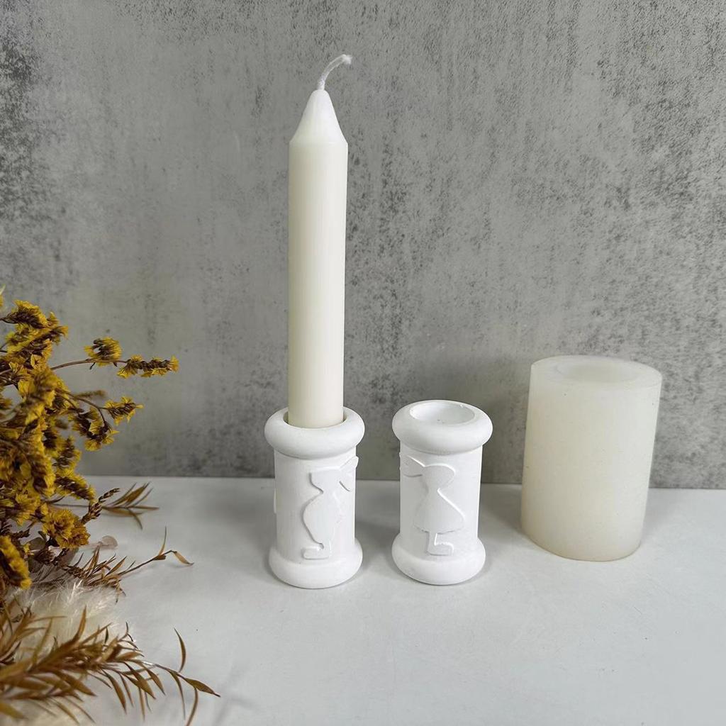 Cylinder Candle Holder Molds for DIY Candle Holder Gypsum Ornament Room Decorations, Easter Theme Pillar Candle Holder