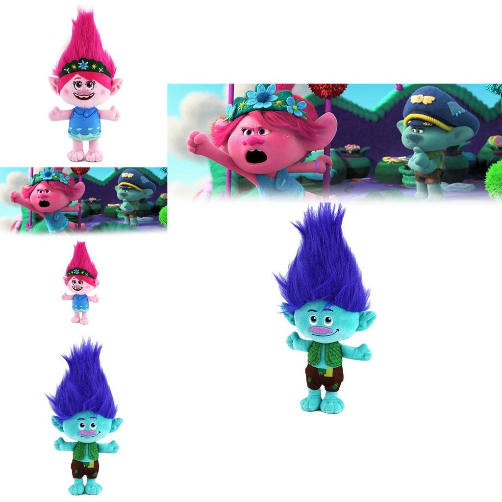 Trolls Band Together Plush Toy Adorable Cartoon Character 30cm Height Blue Hair Boy And Pink Hair Girl Perfect For Kids Ages 7-14