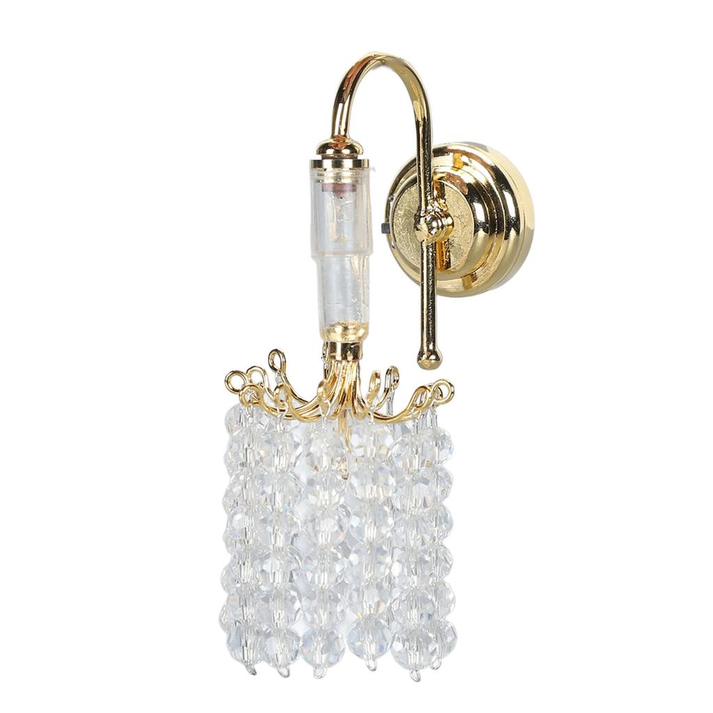 1:12 Scale Dollhouse Lamp Bead Decoration Wall Lamp 130mAh Battery Powered Miniature Furniture