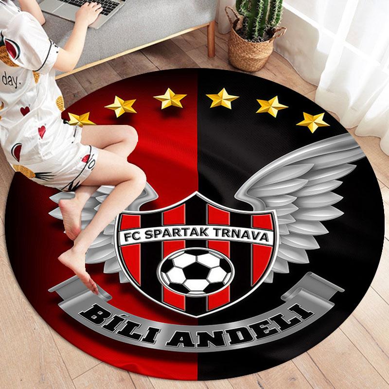 FC Spartak Trnava Round Area Rug,Carpet Rug for Living Room Bedroom Sofa Playroom Decor,Non-slip Floor Mat