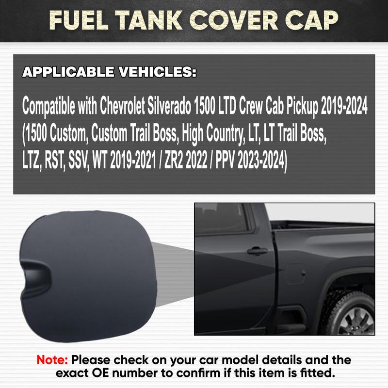 Black Fuel Gas Tank Filler Door Lid Cover Flap Cap for Chevrolet Silverado 1500 Pickup -2024 84745968 84126524