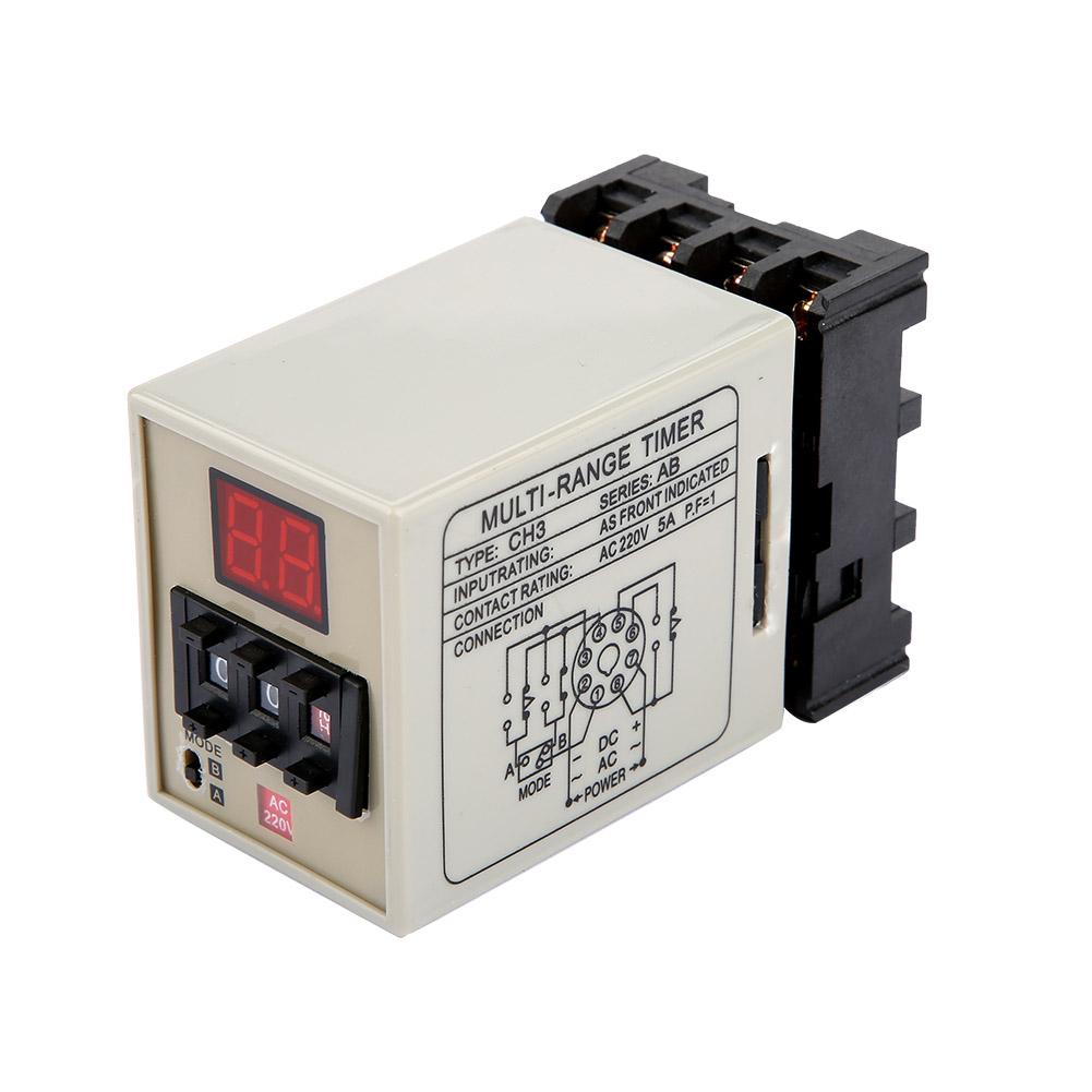 DC12V AC/DC24V AC110V AC220V AC380V Реле таймера задержки AH3-DM Двухрежимное реле таймера задержки 0.01S-99H Светодиодный дисплей