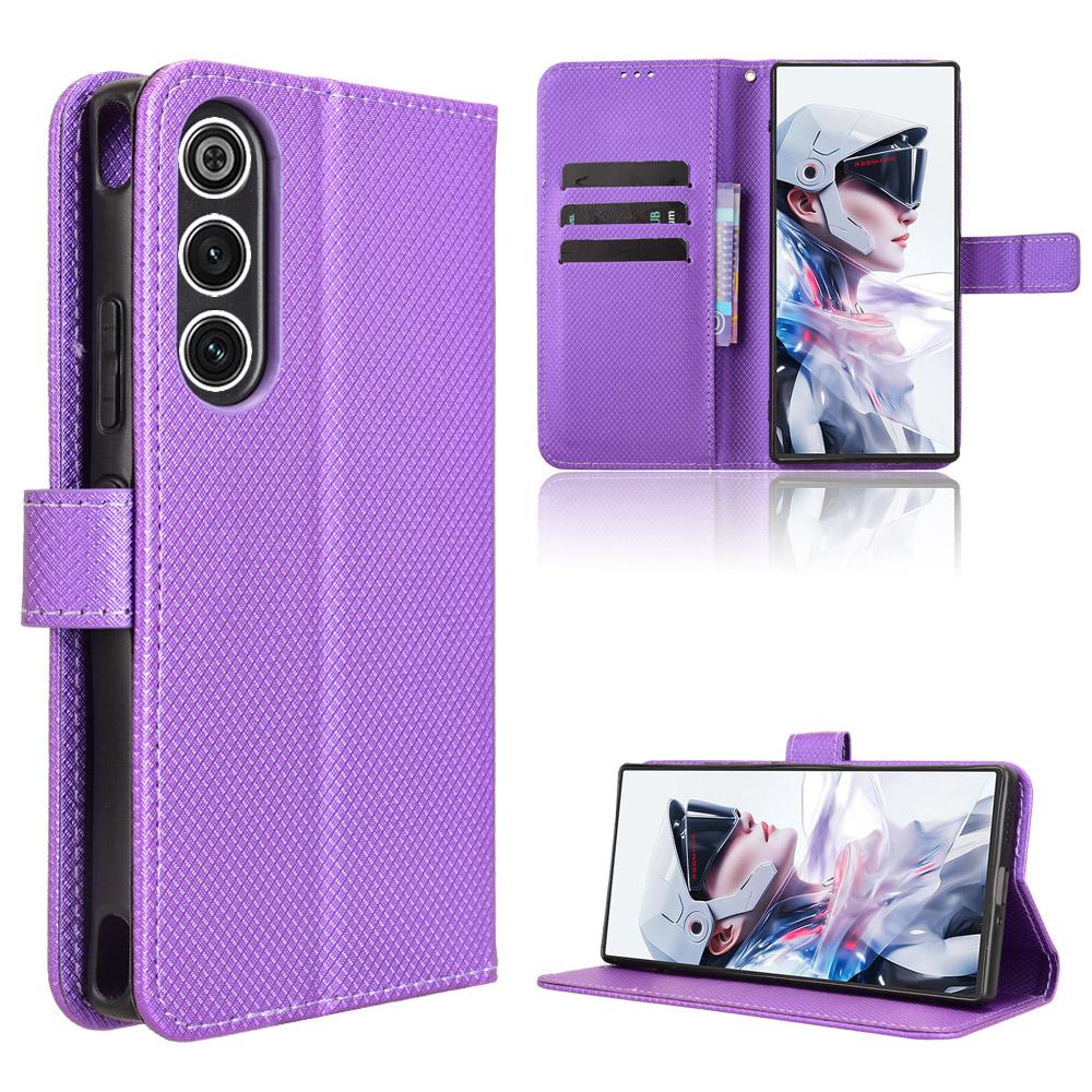 For ZTE Nubia RedMagic 10 Air 5G Leather Wallet Case with Strap Diamond Texture Phone Cover