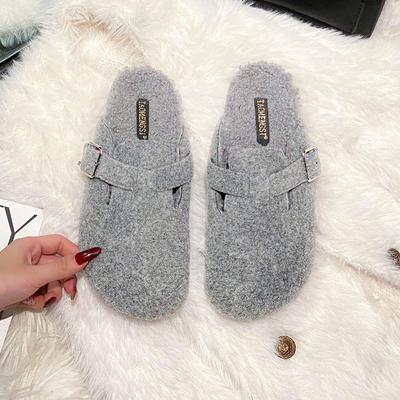 ~ A268 Тапочки на толстой подошве, цельные, с одним ремешком, термо- и бархатные, ленивые, с большой головой