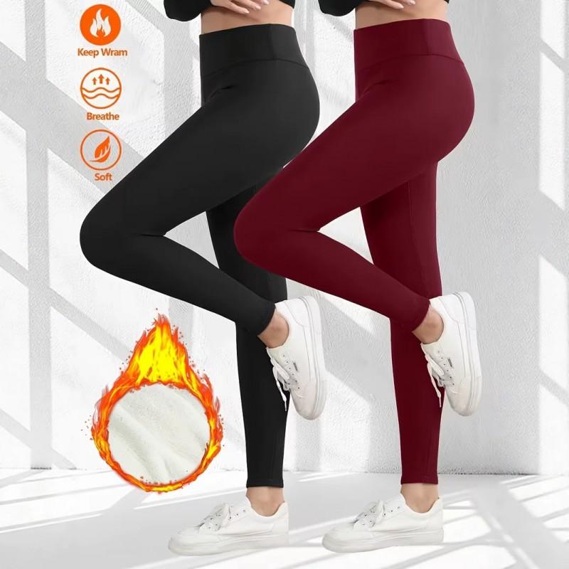 Womens Fleece Lined Yoga Pants Tummy Control Butt Lifting Thick Warm Slim Fit Leggings Winter