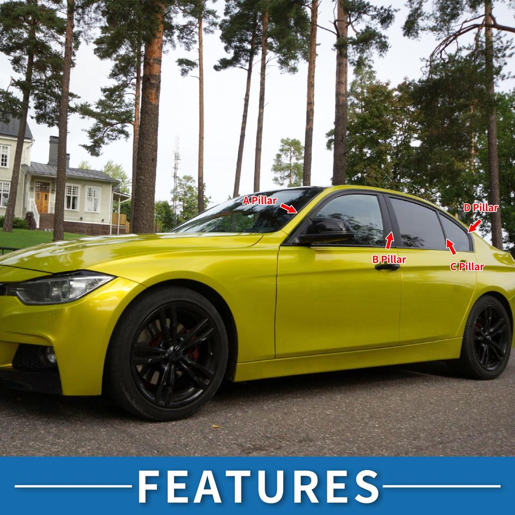 ABSOPRO Door Pillar Window Trim Stickers for Pillar Door Outer Exterior Covers for Mitsubishi Outlander Silver Tone Anti-Scratch Posts, 2011-2014,