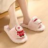 Fashion Winter Santa Claus Peep Toe Cotton Slippers Cute Home Indoor Plush Slippers Women Warm Plush Cotton Floor Slides Christmas Gift