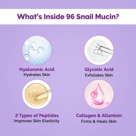 The Derma Co. Snail Peptide 96 Hydrating Serum with Niacinamide & Peptide Complex for Smooth & Moisturized Skin Korean Skincare - 30 Ml