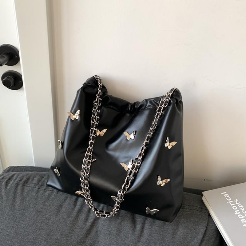 Personalized Shoulder Bag Three-dimensional Butterfly Women Casual Soft Pu Large Capacity Chain Handbag New Bucket Crossbod Bags