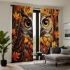 2pcs Set HD Maple Owl Decorative Curtain Yellow Tie Digital Printed Curtain Home Decoration Style Decoration Living Room Bedr