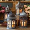 Retro Iron Art Candlestick Storm Light Small Lantern Pagoda Decoration Ornaments Vase Garden Groceries American Style