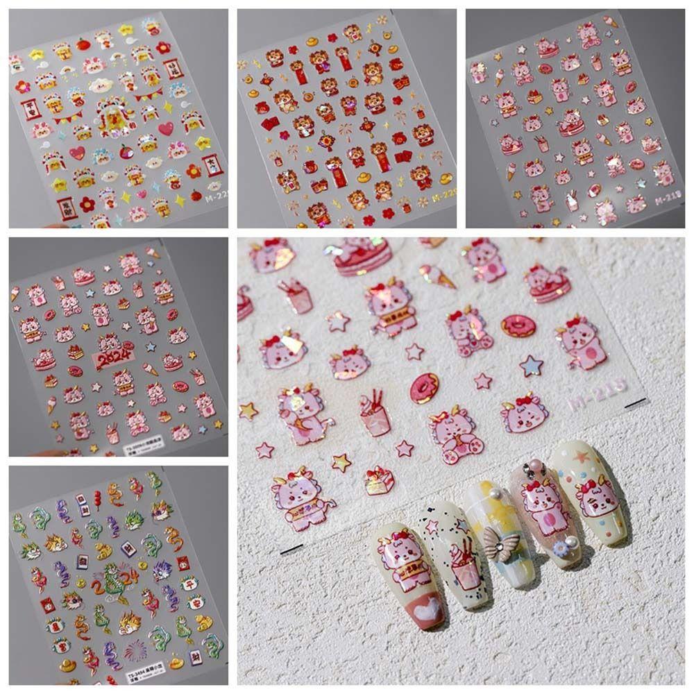 Весенний фестиваль, китайский Новый год, наклейки для ногтей с драконом, украшения для ногтей с драконом, леди