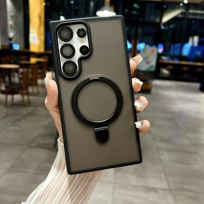 Магнитный кронштейн для Samsung S25ultra Чехол для мобильного телефона Подходит для S24plus Кожа Кожаный чехол с матовой поверхностью S25 Защитный чехол для объектива