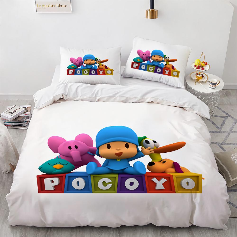 Комплект постельного белья Pocoyo 3D-принт Пододеяльник и наволочка Одеяло Пуховое одеяло Семейное украшение Дом Теплый текстиль Чехол Комплект постельного белья