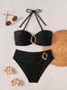 Removable Strap Tie High Waist Sexy Two Piece Bikini Set Elegant Versatile
