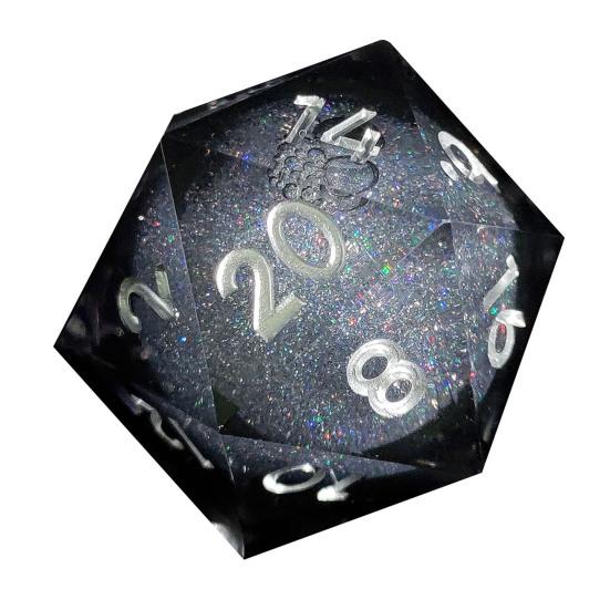 Игральные кости Liquid Core Resin Dice Sharp Edge 20-сторонние игральные кости золотисто-серебристого цвета с цифрами Многогранные игральные кости Quicksand Multi-sided D20 игральные кости для ролевой игры Реквизит для игральных костей