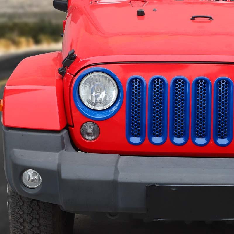 Декоративная крышка фар автомобиля из АБС-пластика, декоративные наклейки на решетку с сеткой для Jeep Wragnler JK 2007-2017, внешние аксессуары автомобиля