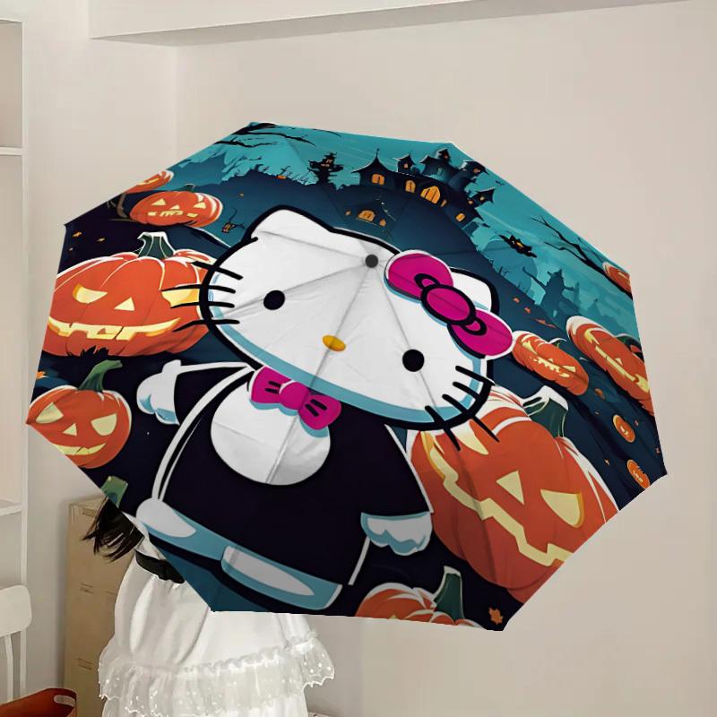 1PC Halloween Hello Kitty Automatic Folding Umbrella | Vibrant Motif & Compact Design for Everyoneyy250930056