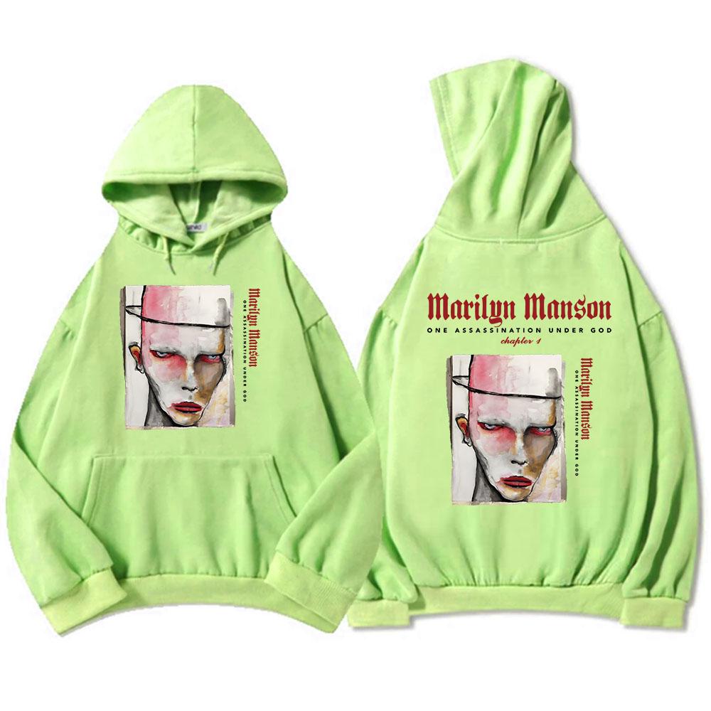 One Assassination Under God Charter 1 Толстовки с капюшоном Marilyn Manson Graphic Printing Толстовки Мужская одежда Зимняя флисовая кофта с капюшоном