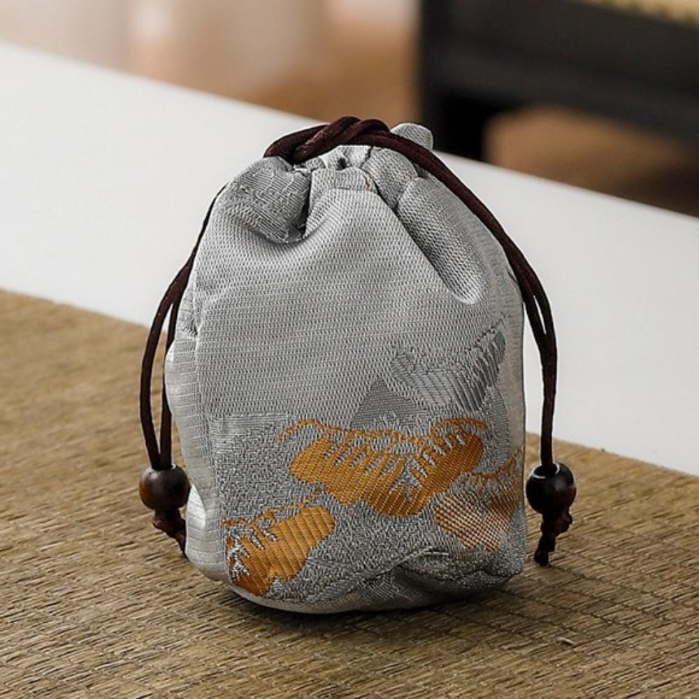 Многофункциональный чехол для чайной чашки с завязкой из ткани в китайском стиле, сумка для хранения чайной посуды на открытом воздухе