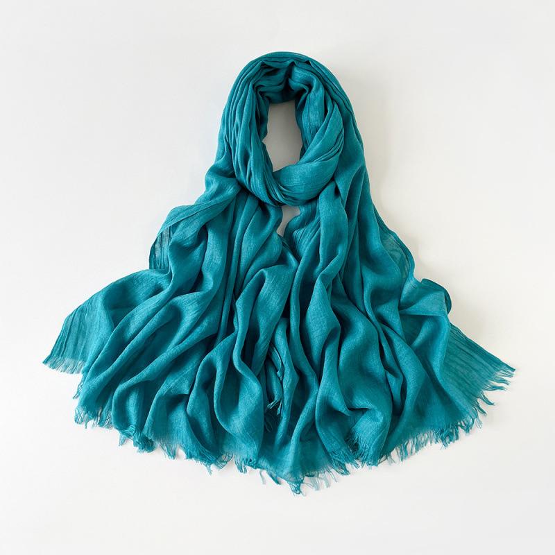 180 * 90 Cotton And Linen Scarf Sunscreen Folds Solid Color Human Cotton Silk Scarf Shawl Multi-Color Yarn Headscarf Women