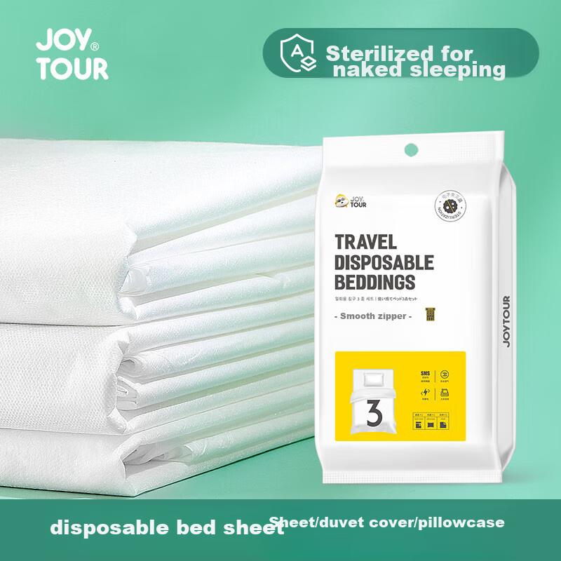 JOYTOUR Disposable Bed Sheet (SMS Grade), Train Sleeper Three-Piece Set, Business Trip Travel Hygiene Bedding, Sleeper Essential