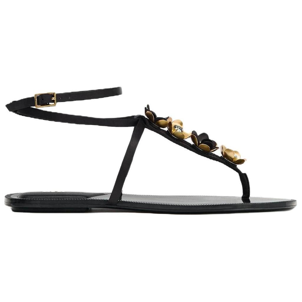 Zara Retro Fashion Trendy Niche Design One-Strap Sandals Women Sandals Black 13608510800