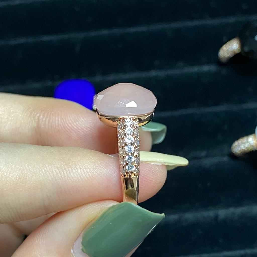 12.6x6 мм классическое кольцо в стиле конфет, кольцо с плоским натуральным розовым кристаллом из циркония для женщин, свадебная вечеринка, модные ювелирные изделия, подарок